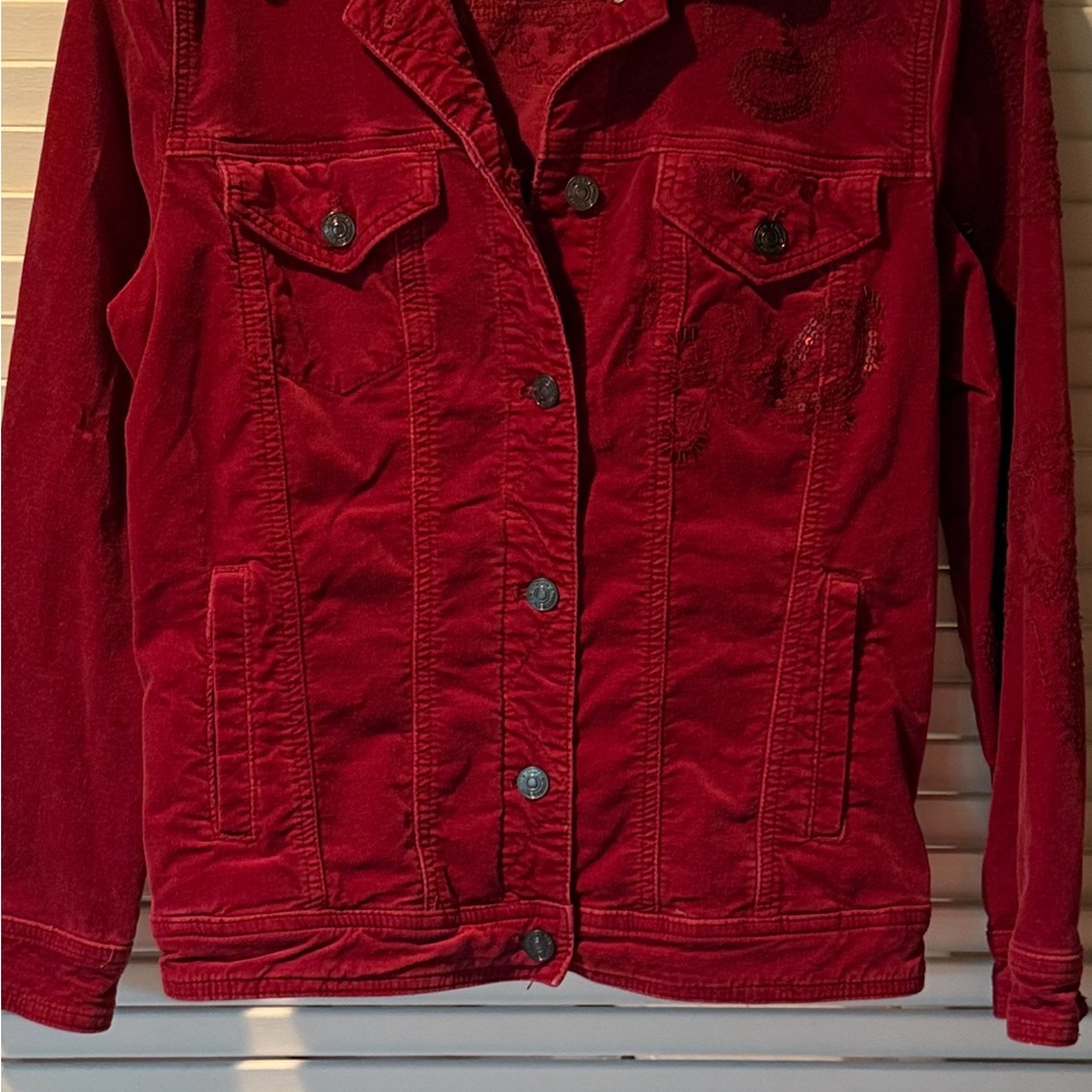 Chico's Vibrant Red Jean Jacket